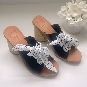Dolce Vita Aleeya Black And White Polkadot Bow Block Heel